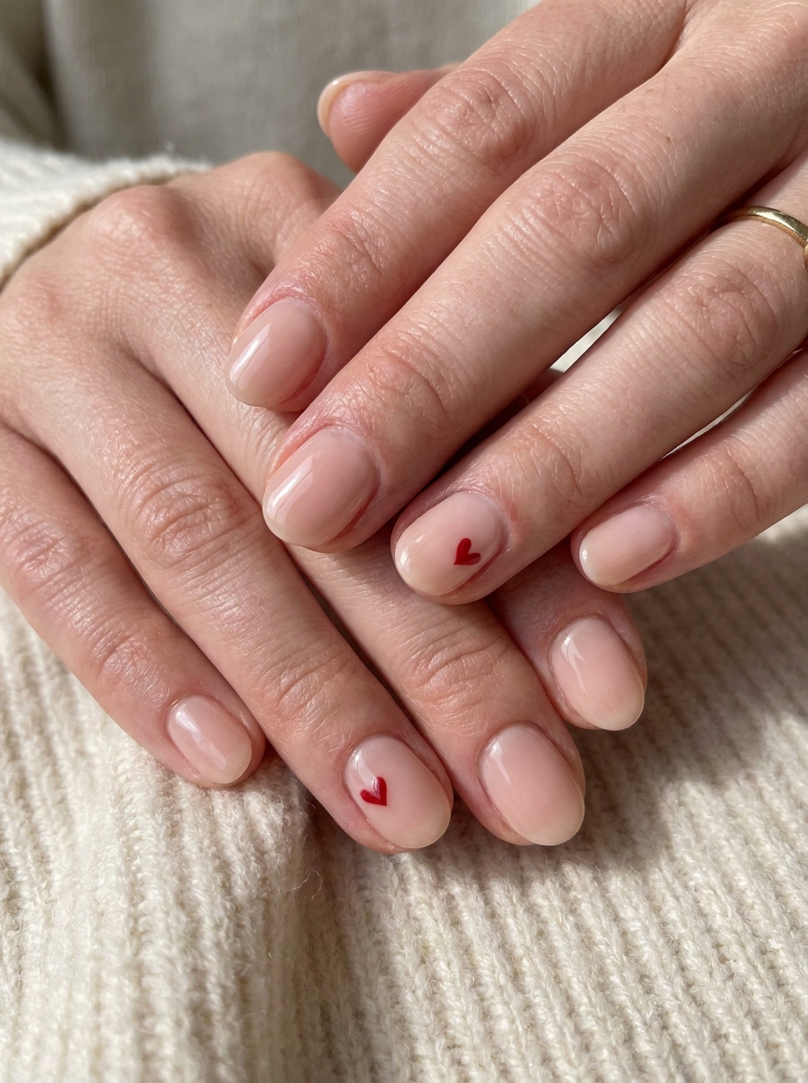 Tiny Red Heart Nails